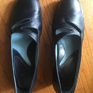 Clark’s low heels. Navy blue